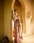 Nisbat Champagne Pink Velvet Sharara Set