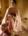 Nisbat Champagne Pink Velvet Sharara Set