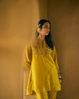 Nisbat Yellow Silk Shirt Co-ord Set