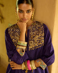 Nisbat Purple Silk Shirt Co-ord Set
