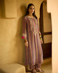 Nisbat Purple Stripe Dori Kurta Set