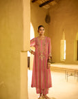 Nisbat Pink Yellow Stripe Dori Kurta Set