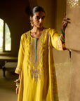 Nisbat Yellow Silk Dori Kurta Set