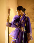 Nisbat Purple Silk Side Kali Kurta Set
