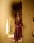 Nisbat Hot Pink Front Puckering Embroidered Kurta Set