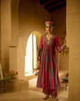 Nisbat Hot Pink Front Puckering Embroidered Kurta Set