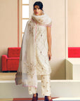 NILOUFER IVORY SCALLOP EMBROIDERY KURTA SET