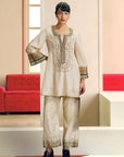 NILOUFER IVORY SHORT SIDE KALI KURTA SET