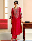 NILOUFER RED GULTARA PRINTED KURTA SET