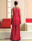 NILOUFER RED-MAGENTA GULTARA PEPLUM SHARARA SET