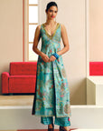 NILOUFER BLUE GULRANG PRINT HIGHLIGHT KURTA SET