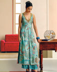 NILOUFER BLUE GULRANG PRINT HIGHLIGHT KURTA SET