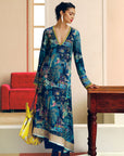NILOUFER TEAL GULRANG ASYMMETRICAL KURTA SET