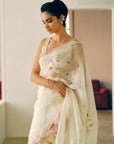 NILOUFER IVORY FLOWER BOOTAS SAREE SET