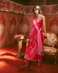 Reejh Hot Pink Nadira Embroidery Velvet Kurta Set