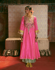 Reejh Hot Pink Side Kali Kurta Set
