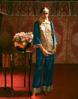 Reejh Teal Silk Antique Yoke Kurta Set