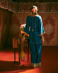 Reejh Teal Silk Antique Yoke Kurta Set
