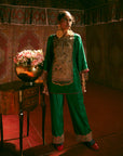 Reejh Green Silk Antique Yoke Kurta Set