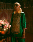 Reejh Green Silk Antique Yoke Kurta Set