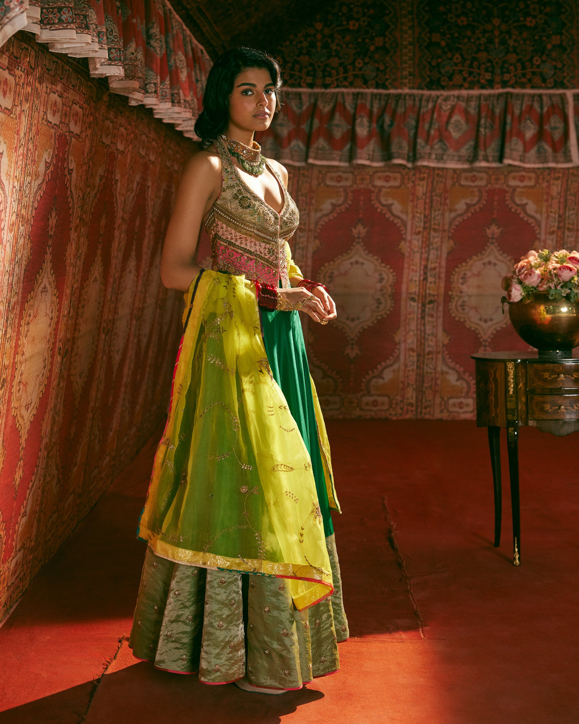 Reejh Green Silk Lehenga Set