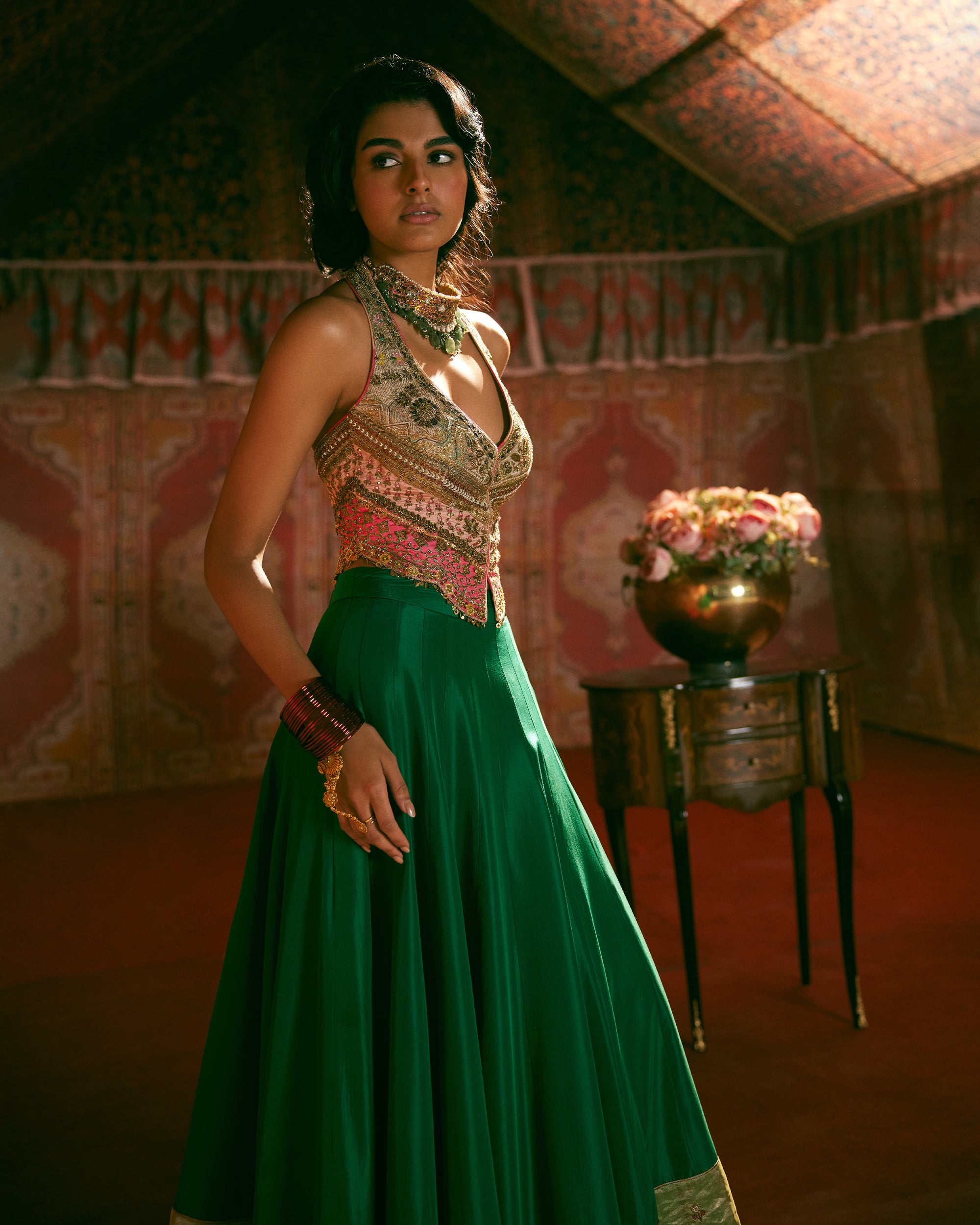 Reejh Green Silk Lehenga Set