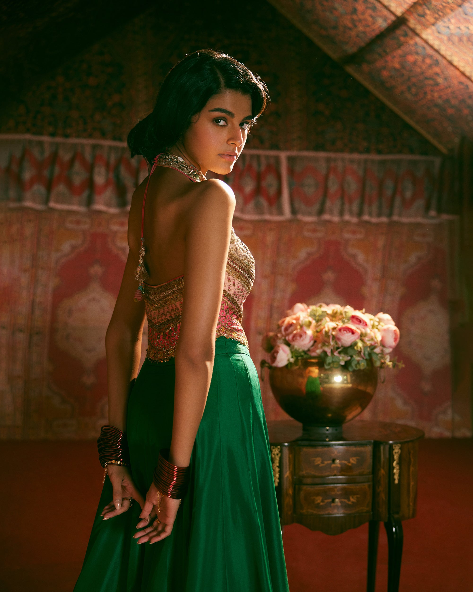 Reejh Green Silk Lehenga Set