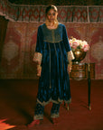 Reejh Blue Velvet Anarkali Set