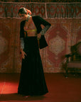 Reejh Black Velvet Jacket Skirt Set