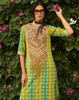 Retro Raani Tissue Yoke Printed Kaftan Dress