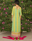 Retro Raani Tissue Yoke Printed Kaftan Dress