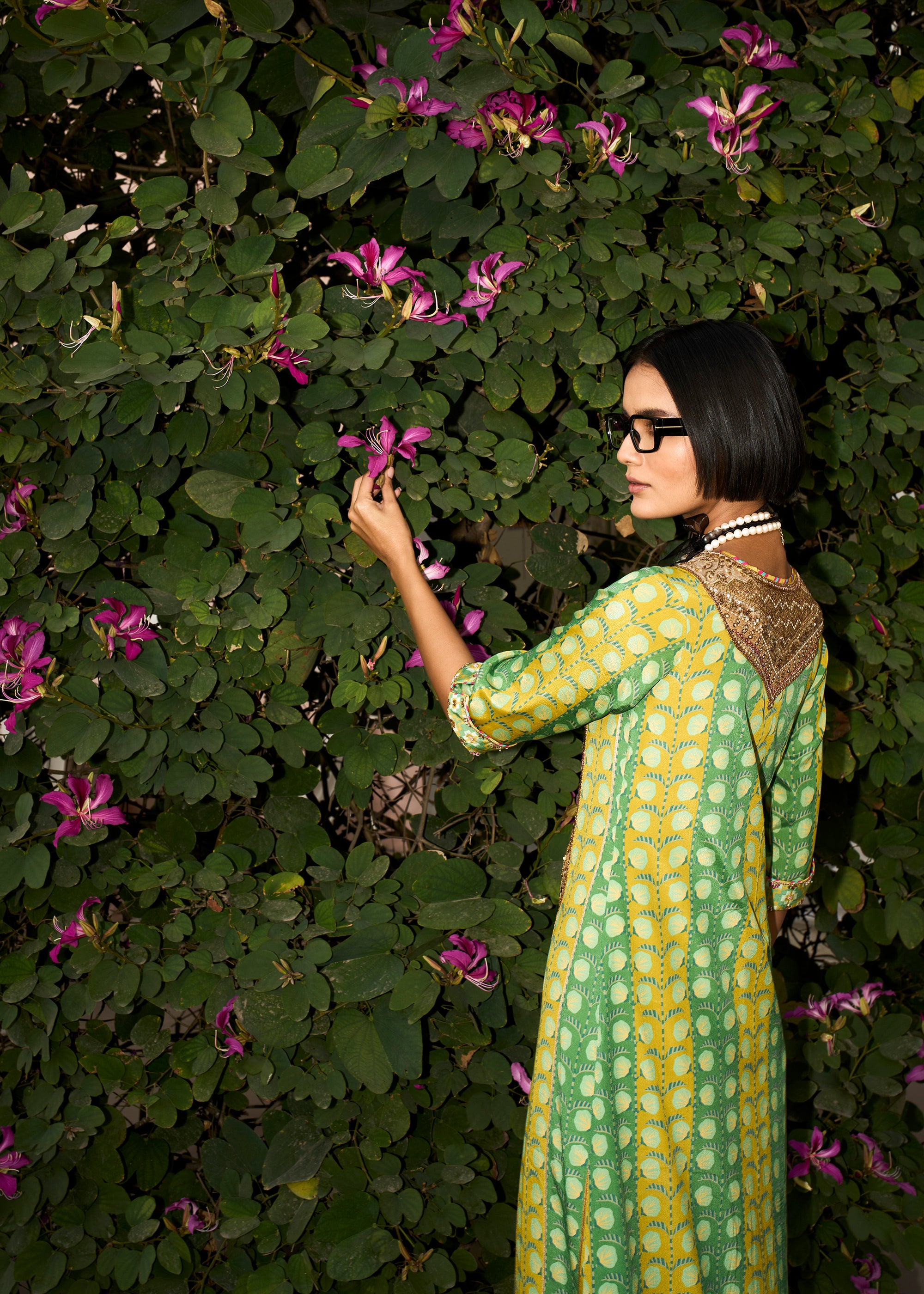 Retro Raani Tissue Yoke Printed Kaftan Dress