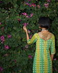 Retro Raani Tissue Yoke Printed Kaftan Dress