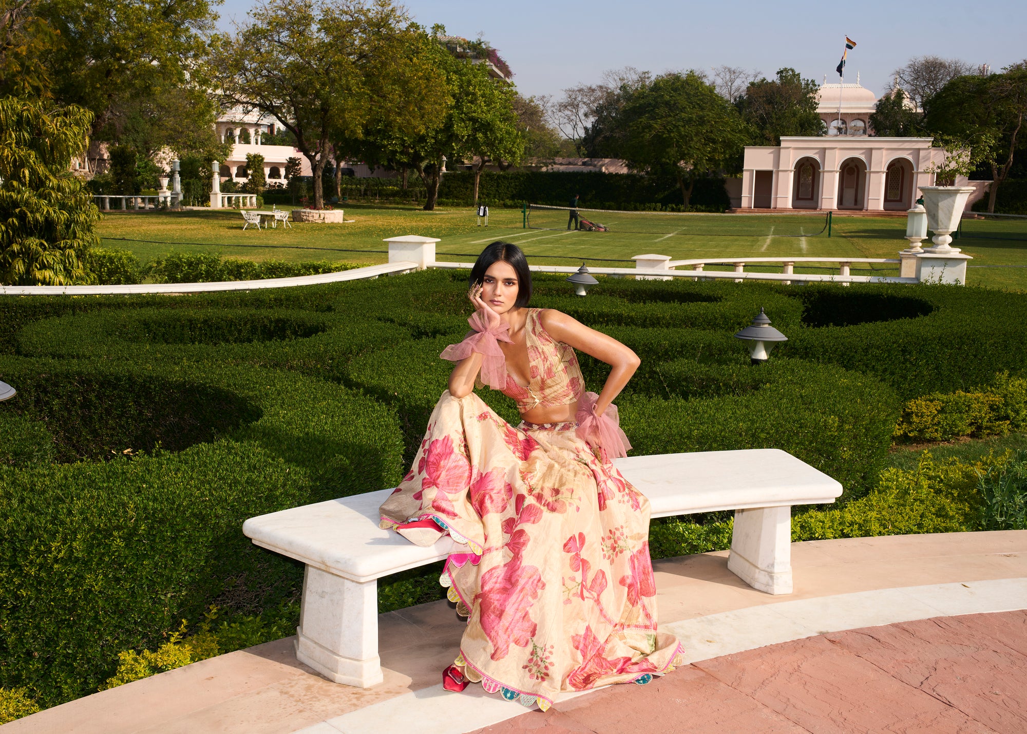 Retro Raani Tissue Waistcoat Lehenga Set