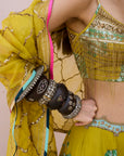 Meher Taluja Retro Raani Yellow Sage Lehenga Set