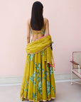 Meher Taluja Retro Raani Yellow Sage Lehenga Set