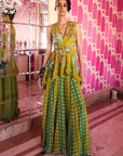 Retro Raani Yellow Sage Peplum Sharara Set