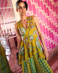 Retro Raani Yellow Sage Peplum Sharara Set