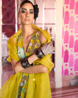 Retro Raani Yellow Sage Peplum Sharara Set