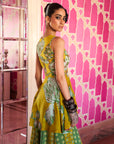 Retro Raani Yellow Sage Peplum Sharara Set