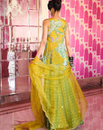 Retro Raani Yellow Sage Peplum Sharara Set