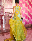 Retro Raani Yellow Sage Peplum Sharara Set