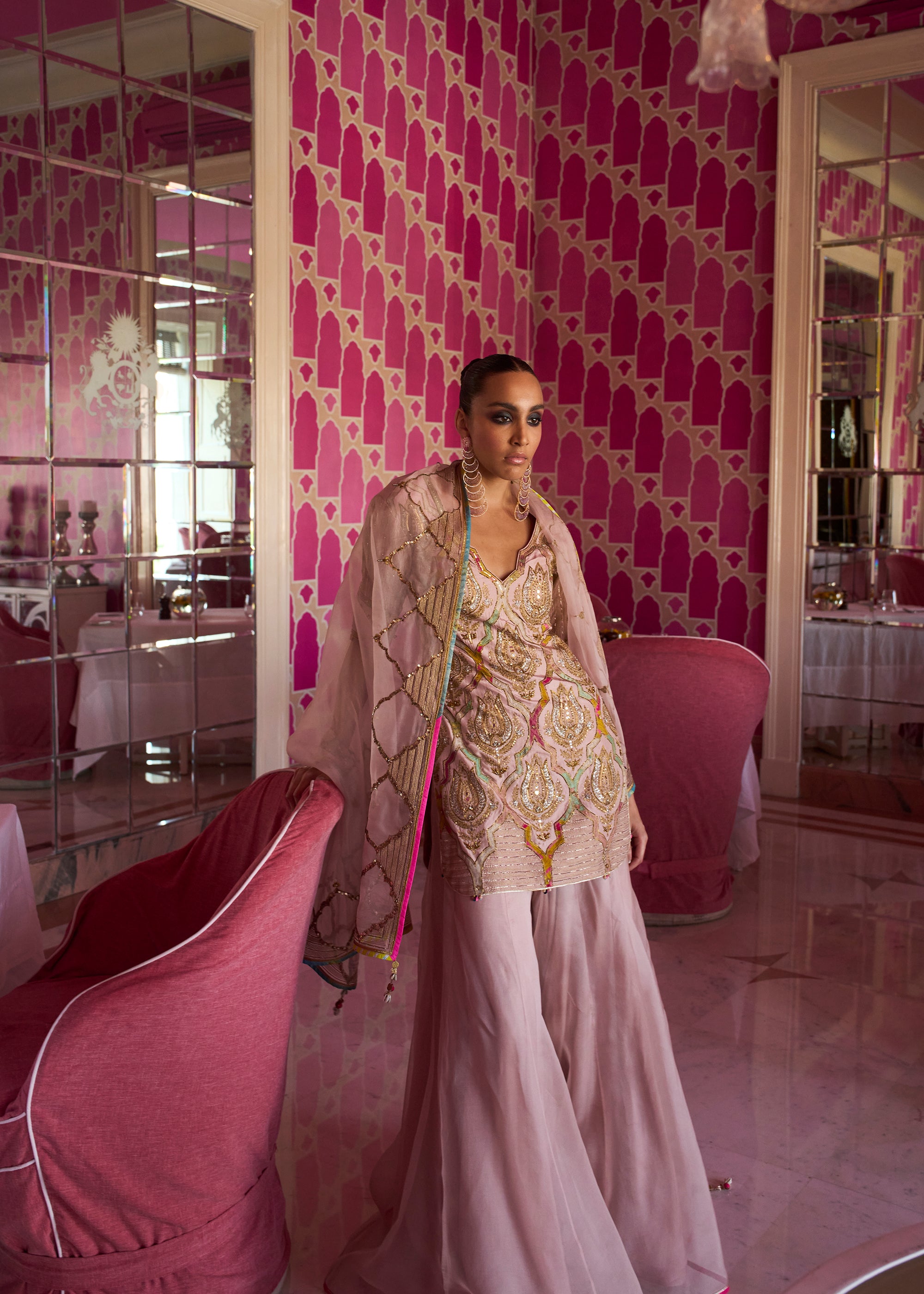 Retro Raani Champagne Pink Sharara Set