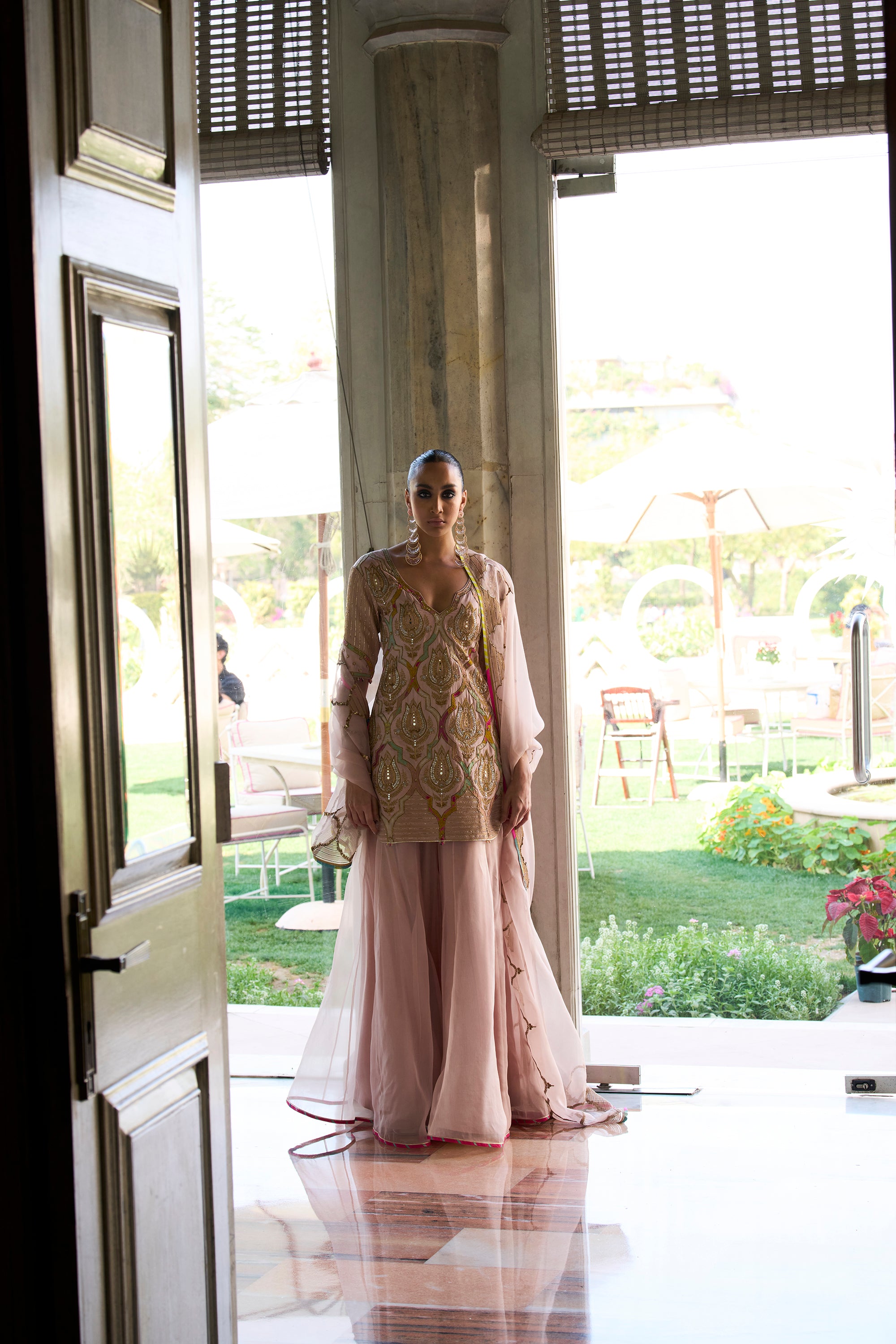 Retro Raani Champagne Pink Sharara Set