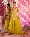 Retro Raani Yellow Lotus Sharara Set