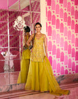 Retro Raani Yellow Lotus Sharara Set