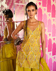 Retro Raani Yellow Lotus Sharara Set