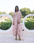 Retro Raani Champagne Pink Jaal Kurta Set