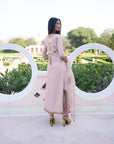Retro Raani Champagne Pink Jaal Kurta Set