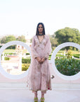 Retro Raani Champagne Pink Jaal Kurta Set